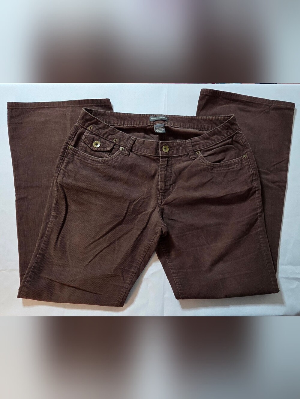 Banana Republic Brown Corduroy Pants Size 8 Short Flare Leg 100% Cotton